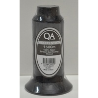 QA Woolly Nylon 1500m Cone BLACK, 100% Nylon Stretch Overlocking Thread, Serger Thread