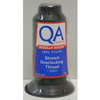 QA Woolly Nylon 1500m Cone, BOTTLE GREEN, 100% Nylon Stretch Overlocking Thread, Serger Thread