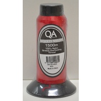 QA Woolly Nylon 1500m Cone, RED, 100% Nylon Stretch Overlocking Thread, Serger