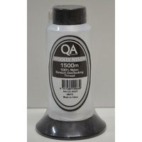 QA Woolly Nylon 1500m Cone, WHITE, 100% Nylon Stretch Overlocking Thread, Serger Thread