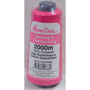 HEMLINE (QA) Overlocker &amp; Sewing Thread 2000m, HOT PINK, 100% Polyester