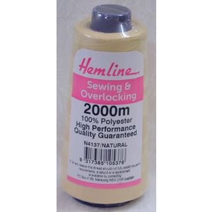 Thread 2000m, NATURAL, For Overlocker &amp; Sewing 100% Polyester
