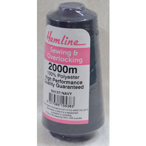 HEMLINE Overlocker &amp; Sewing Thread 2000m, NAVY BLUE, 100% Polyester