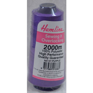 Hemline (QA) Overlocker &amp; Sewing Thread 2000m, PURPLE, 100% Polyester