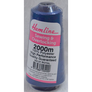 Hemline (QA) Overlocker &amp; Sewing Thread 2000m, ROYAL BLUE, 100% Polyester