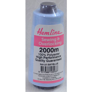 Hemline Overlocker &amp; Sewing Thread 2000m, SKY BLUE, 100% Polyester