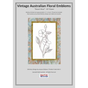 STURT DESERT ROSE Vintage Australian Floral Emblems Stitchery Kit N42C (Colour)