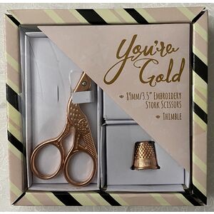 You&#39;re Gold Rose Gold Stork Embroidery Scissor Gift Set