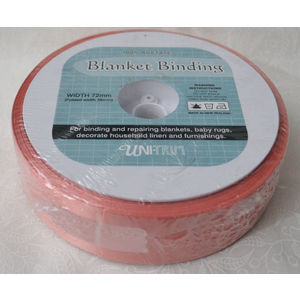 Uni-Trim Satin Blanket Binding, 72mm Wide, Colour DUSTY PINK, FULL 30m ROLL