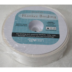 Uni-Trim Satin Blanket Binding, 72mm Wide, Colour IVORY, FULL 30m ROLL
