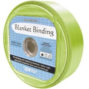 Uni-Trim Satin Blanket Binding, 72mm Wide, Colour LIME, FULL 30m ROLL