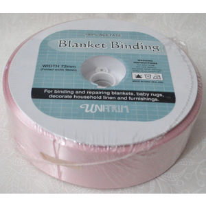 Uni-Trim Satin Blanket Binding, 72mm Wide, Colour PINK, FULL 30m ROLL