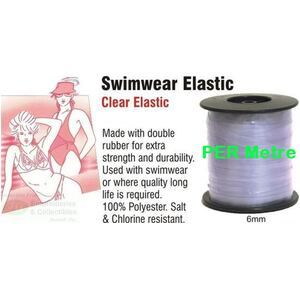 Uni-Trim Clear Elastic, 6mm Per Metre, Swimwear Elastic, Salt &amp; Chlorine Resistant