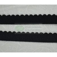 Uni-Trim Scalloped Elastic, 12mm Per Metre, BLACK