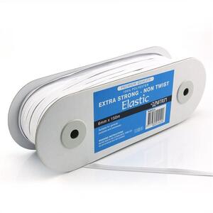 Extra Strong Non Twist Elastic, 6mm, FULL 150m Roll, 100% Polyester