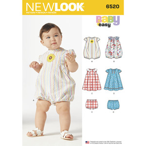 New Look Pattern 6520 Babies&#39; Romper and Dress with Panties