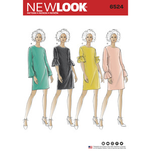 New Look Pattern 6524 Misses&#39; Dress with Sleeve Variations
