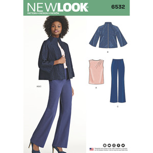 New Look Pattern 6532 Misses&#39; Pants, Top and Jacket
