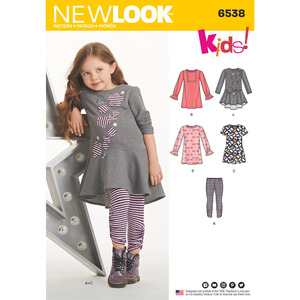 New Look Pattern 6538 Child&#39;s Knit Leggings and Dresses