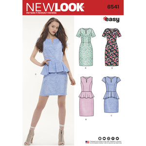 New Look Pattern 6541 Misses&#39; Peplum Dress