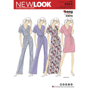 New Look Pattern 6554 Misses&#39; Knit Jumpsuit and Dresses