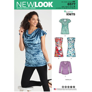 New Look Sewing Pattern 6577 Misses&#39; Knit Tops