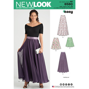 New Look Sewing Pattern 6580 Misses&#39; Circle Skirt