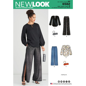 New Look Sewing Pattern 6582 Misses&#39; Pants, Top and Clutch