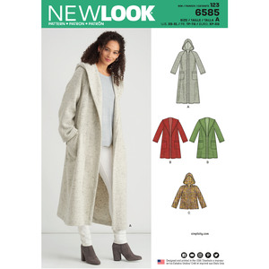 New Look Sewing Pattern 6585 Misses&#39; Coat with Hood
