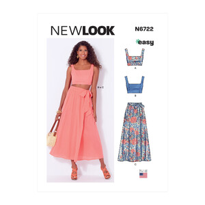 New Look Sewing Pattern N6722 Misses&#39; Bra Tops &amp; Wrap Skirt Sizes 6-18