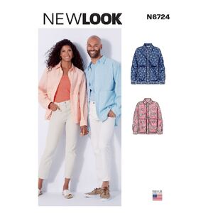 New Look Sewing Pattern N6724 Unisex Shirt Sizes XS-XL