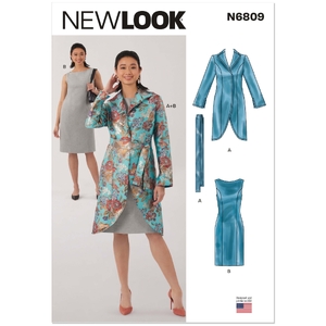Misses Jacket, Belt &amp; Dress with Petite Lines, Sizes 8-20, New Look Sewing Pattern 6809
