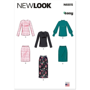 Misses’ Knit Tops &amp; Skirt In Two Lengths Sizes 10-22, New Look Sewing Pattern 6815