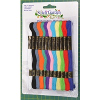 Generic Embroidery Thread, 100% Cotton, 6 Strand, 8m x 12 Skeins, Festival Mix