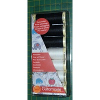 GUTERMANN, Sew All Thread 7 x 100m Spool Pack, 3 x Black, 4 x White Pack