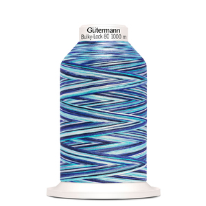 Gutermann Bulky-Lock No.80, 1000m Overlocking Thread #9957 Variegated Light Blues