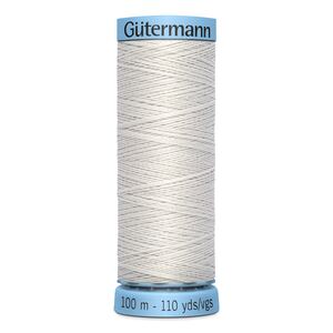 Gutermann Silk Thread #8 PEARL GREY or SILVER, 100m Spool (S303)