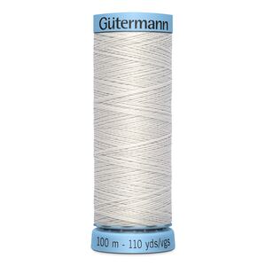 Gutermann Silk Thread #8 PEARL GREY or SILVER, 100m Spool (S303)