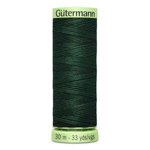 Gutermann Top Stitch Thread #472 VERY DARK FOREST GREEN 30m Spool High Lustre, Bold Sewing