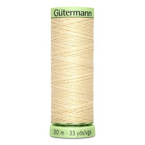 Gutermann Top Stitch Thread #610 BLEACHED ALMOND CREAM 30m Spool High Lustre, Bold Sewing