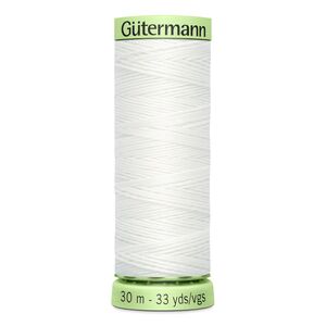 Gutermann Top Stitch Thread #800 WHITE 30m Spool High Lustre, Bold Sewing