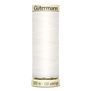 Gutermann Sew-all Thread 100m #800 WHITE, 100% Polyester