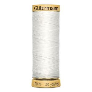 Gutermann 100% Cotton Thread #5709 WHITE, 100m Spool
