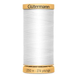 Gutermann 100% Cotton Thread, 250m, #5709 WHITE