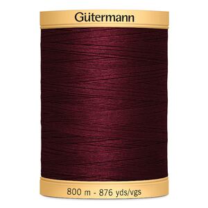 Gutermann Cotton Thread, #2833 BURGUNDY, 800m (876yds) Spool Natural Cotton