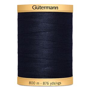 Gutermann Cotton Thread, 800m (876yds) #6210 Ink Navy Blue