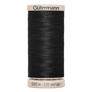 Waxed Cotton Quilting Thread #5201 BLACK, 200m Spool