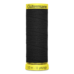 Gutermann BLACK Shirring Elastic Thread #4017, 10m Spool