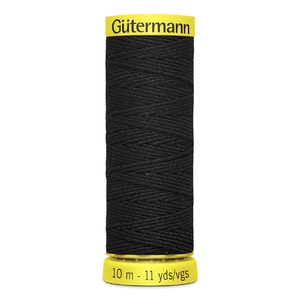 Gutermann BLACK Shirring Elastic Thread #4017, 10m Spool