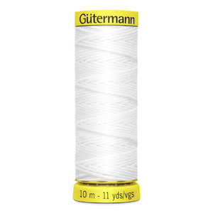 Gutermann WHITE Shirring Elastic Thread #5019, 10m Spool